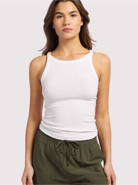 Nuuds White Slinky Rib Racer Tank